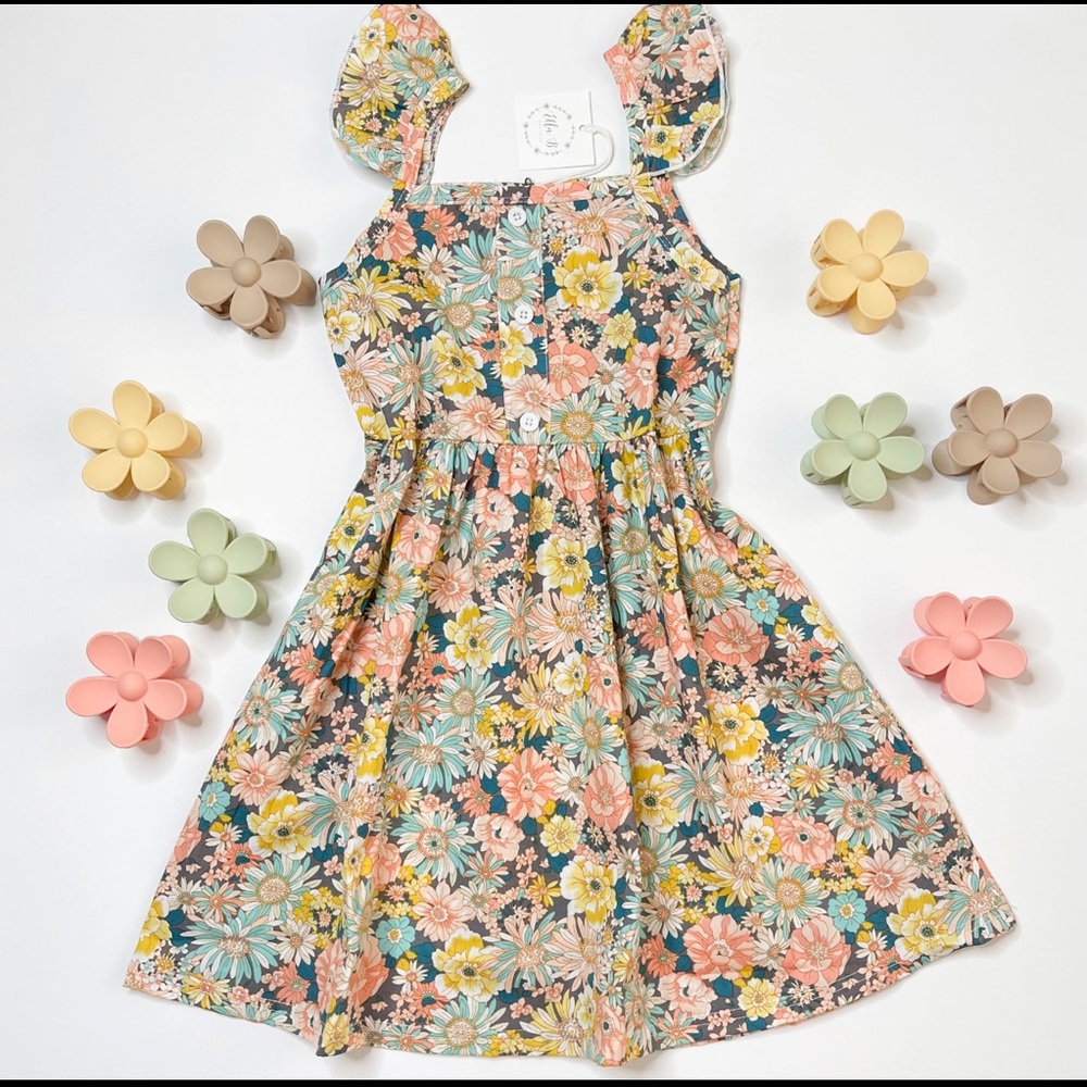 Girls flower print dress NEW